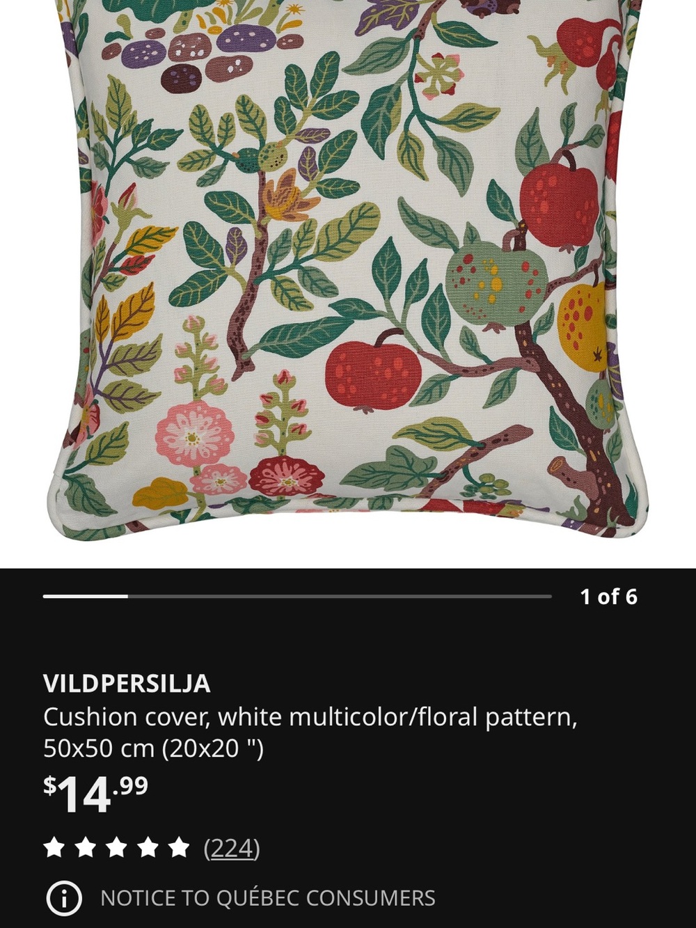 Set of 3 IKEA VILDPERSILJA Cushion Cover - White Base with Black Text